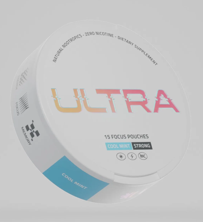 ULTRA Cool Mint nicotine-free focus pouches tin