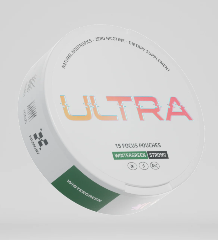 ULTRA Wintergreen nicotine-free focus pouch can