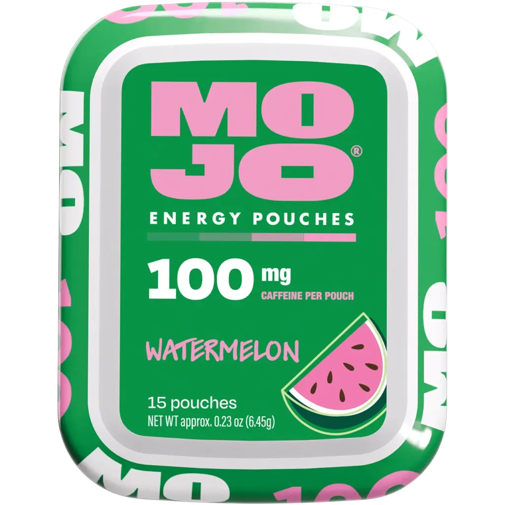 Mojo Watermelon nicotine-free energy pouch can front