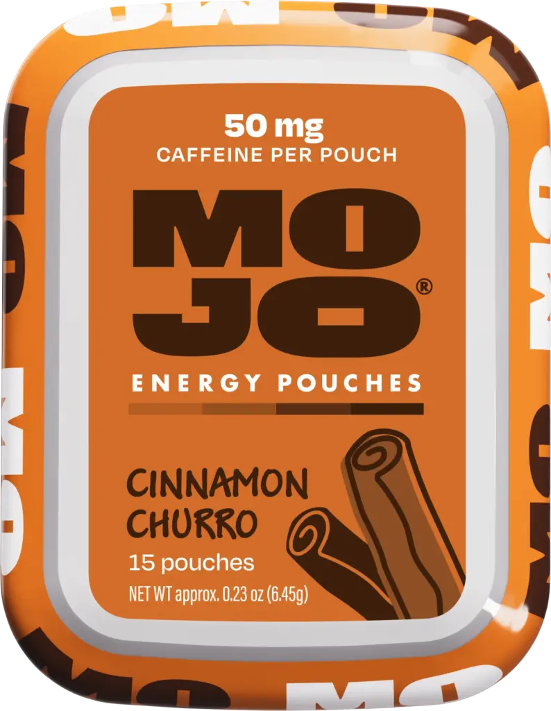 Mojo Cinnamon Churro nicotine-free energy pouch can front