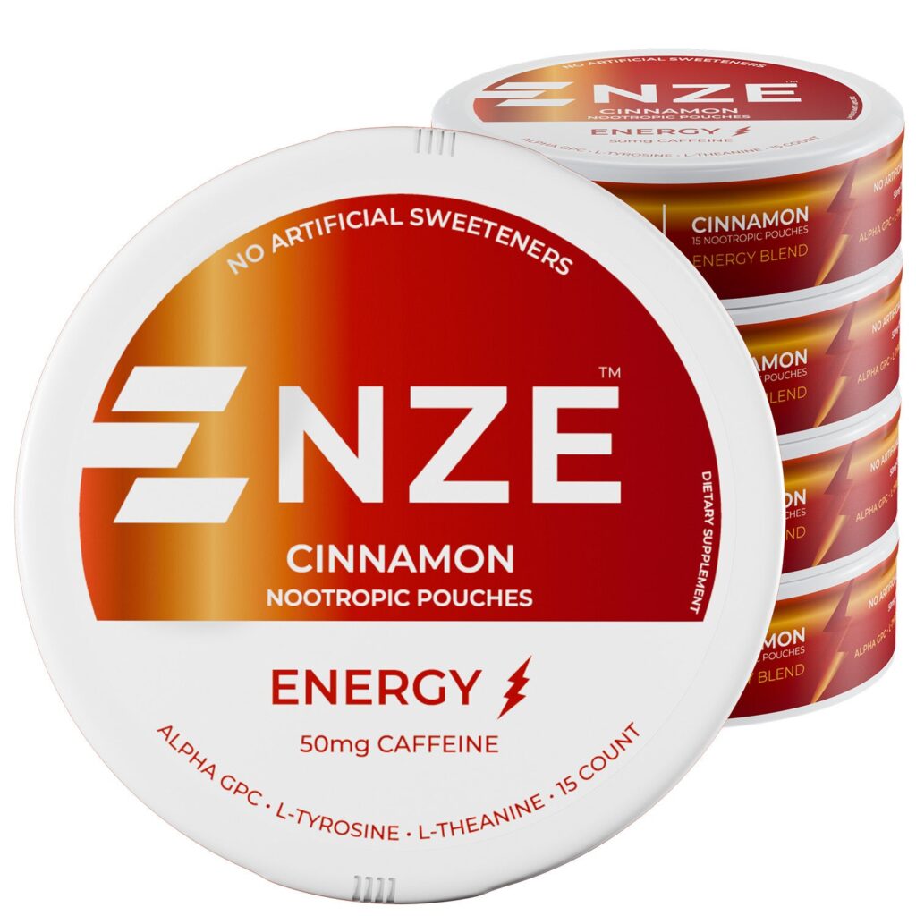 NZE Cinnamon 50mg Caffeine Pouches – 5 Pack