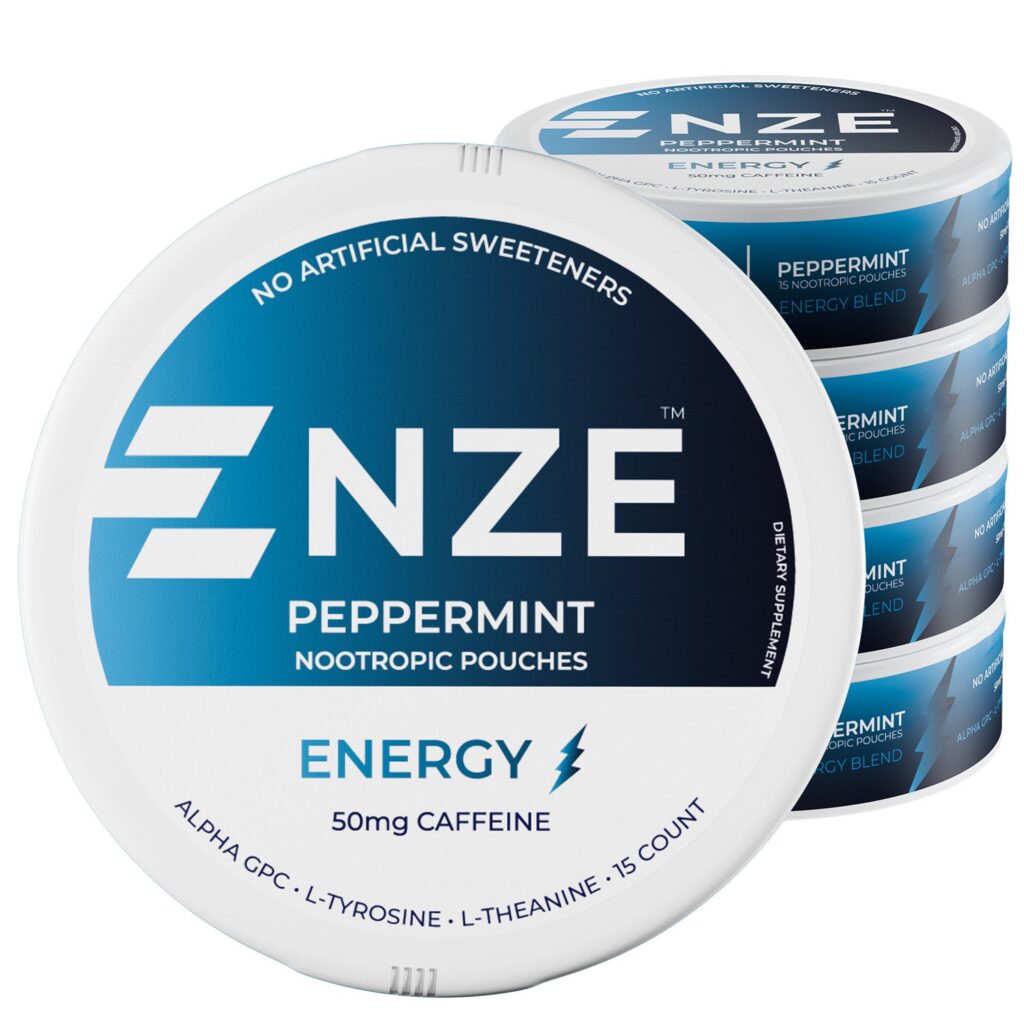 NZE Peppermint 50mg Caffeine Pouches – 5 Pack