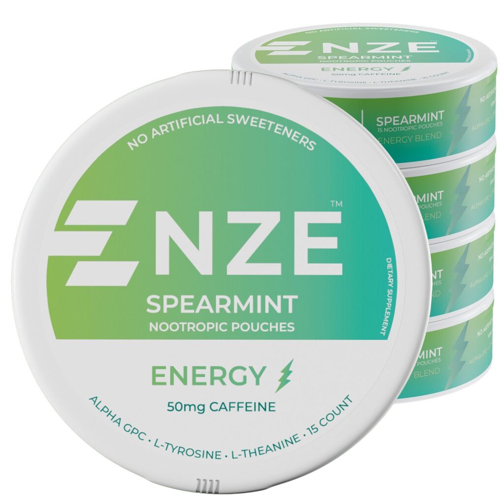 NZE Spearmint 50mg Caffeine Pouches – 5 Pack