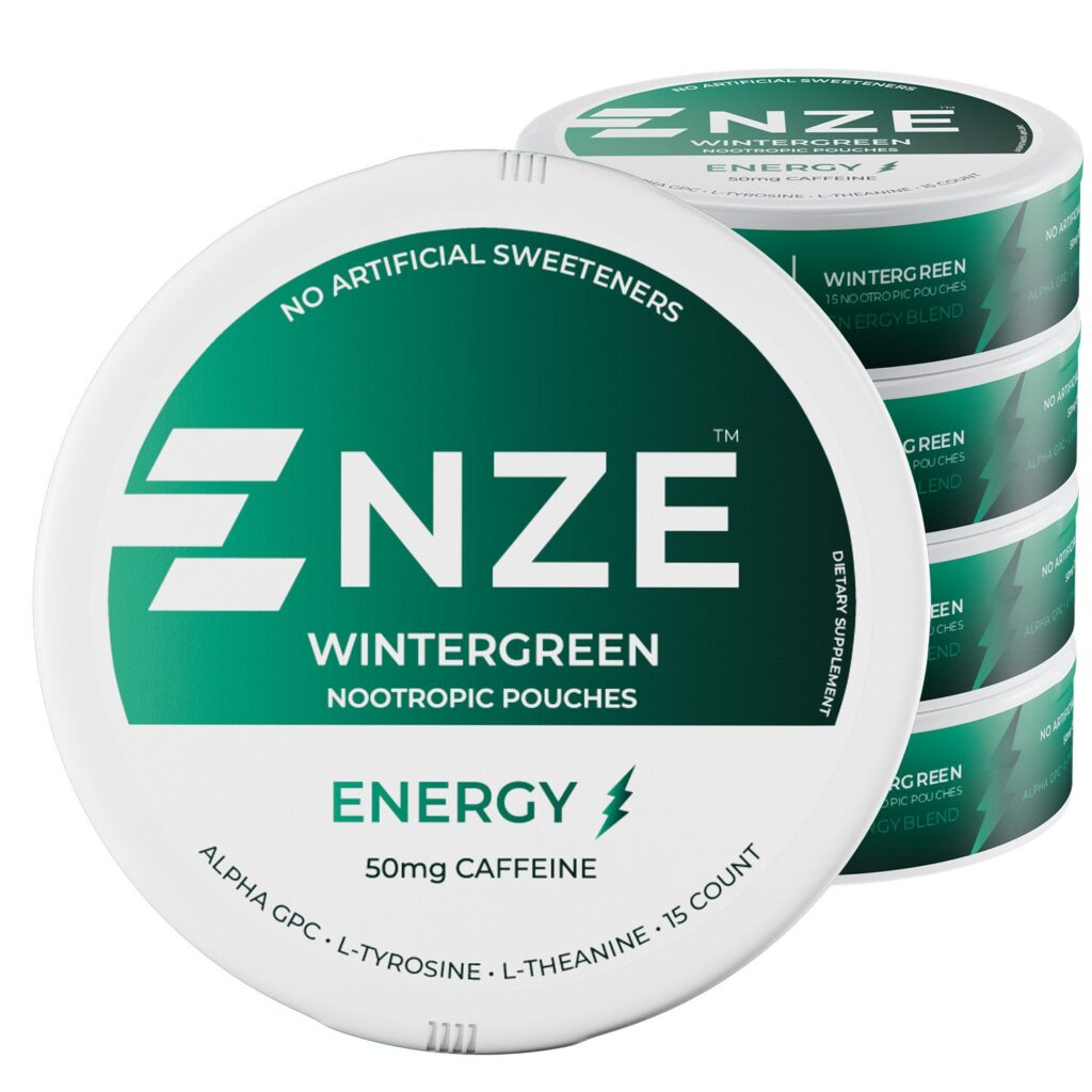 NZE Wintergreen 50mg Caffeine Pouches – 5 Pack