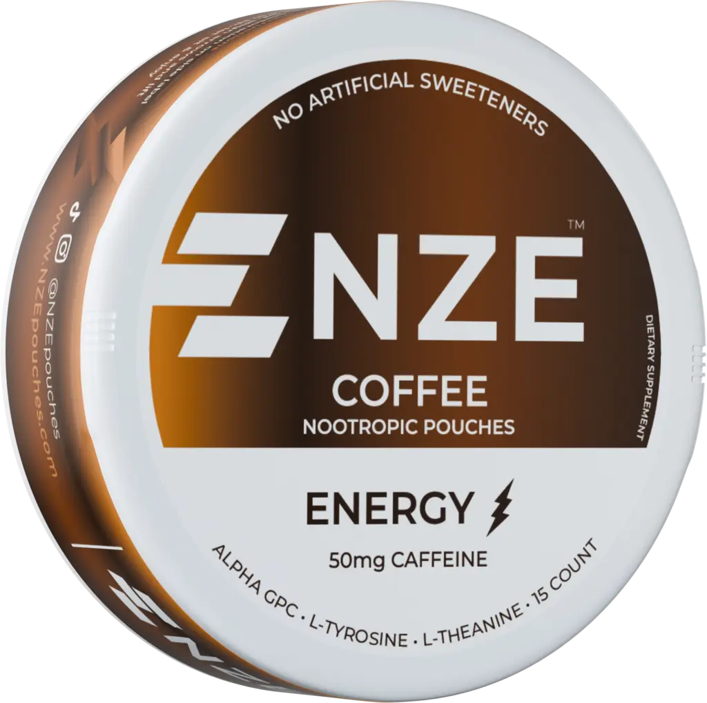 NZE Coffee nicotine-free caffeine pouch can