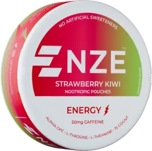 NZE Strawberry Kiwi 50mg Caffeine Pouches – 5 Pack — nicotine-free energy pouch