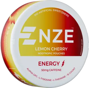 NZE Lemon Cherry 50mg Caffeine Pouches – 5 Pack — nicotine-free energy pouch