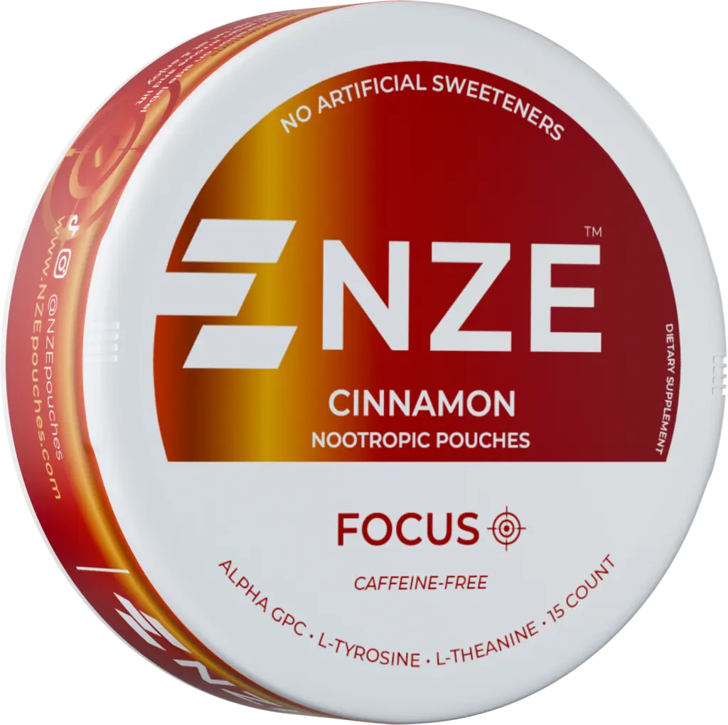 NZE Cinnamon Focus nicotine-free nootropic pouch can