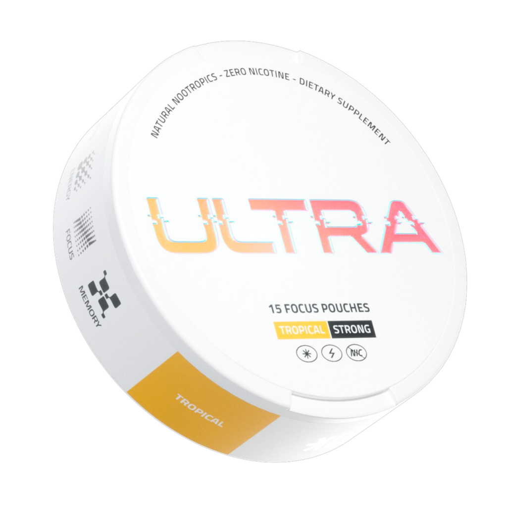 ULTRA Tropical nicotine-free focus pouch can