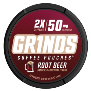 Grinds Root Beer Coffee Pouches — nicotine-free energy pouch